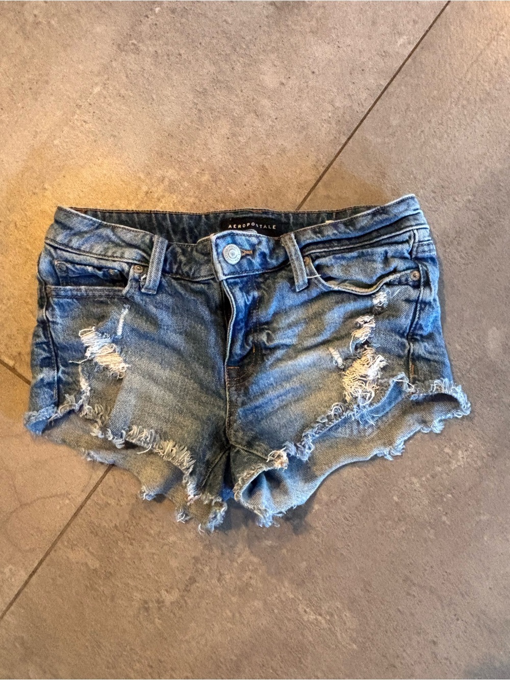 Aeropostale Distressed Denim Jean Shorts - Blue Wash